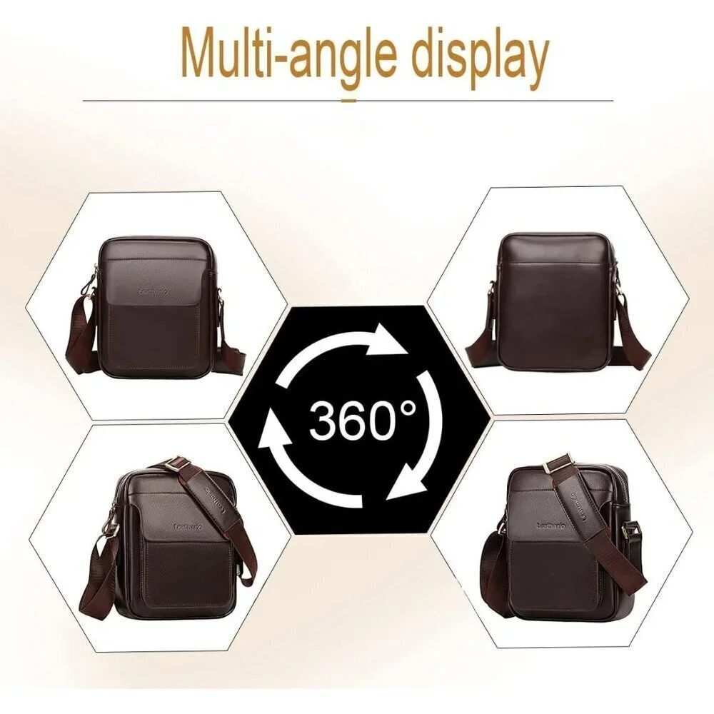 💫 Men Brown Crossbody Bag Leather Small Messenger Sling Satchel Shoulder bag